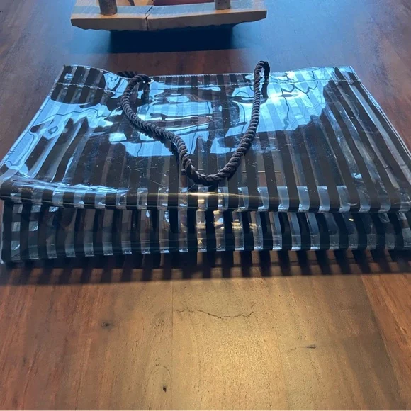 Henri Bendel Black and Clear Striped Tote - Picture 3 of 5